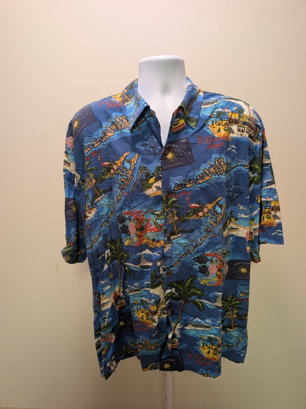 David Carey Originals Florida Keys Map Print Shirt — Men's 2XL